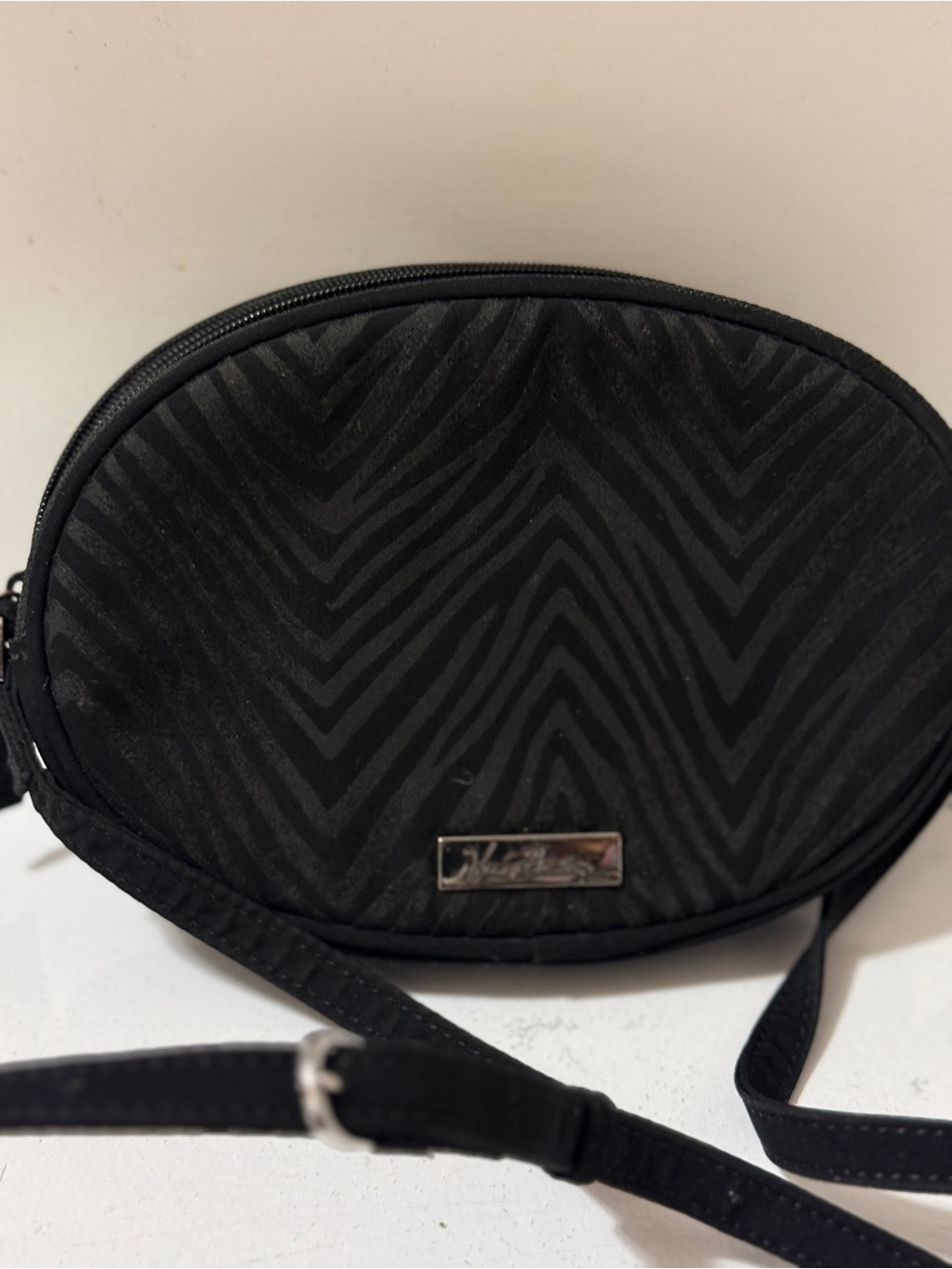 Vera Bradley Black Textured Chevron Crossbody Bag
